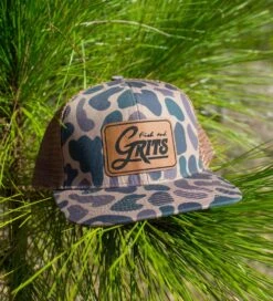 Fish And Grits Leatherette Trucker Hat